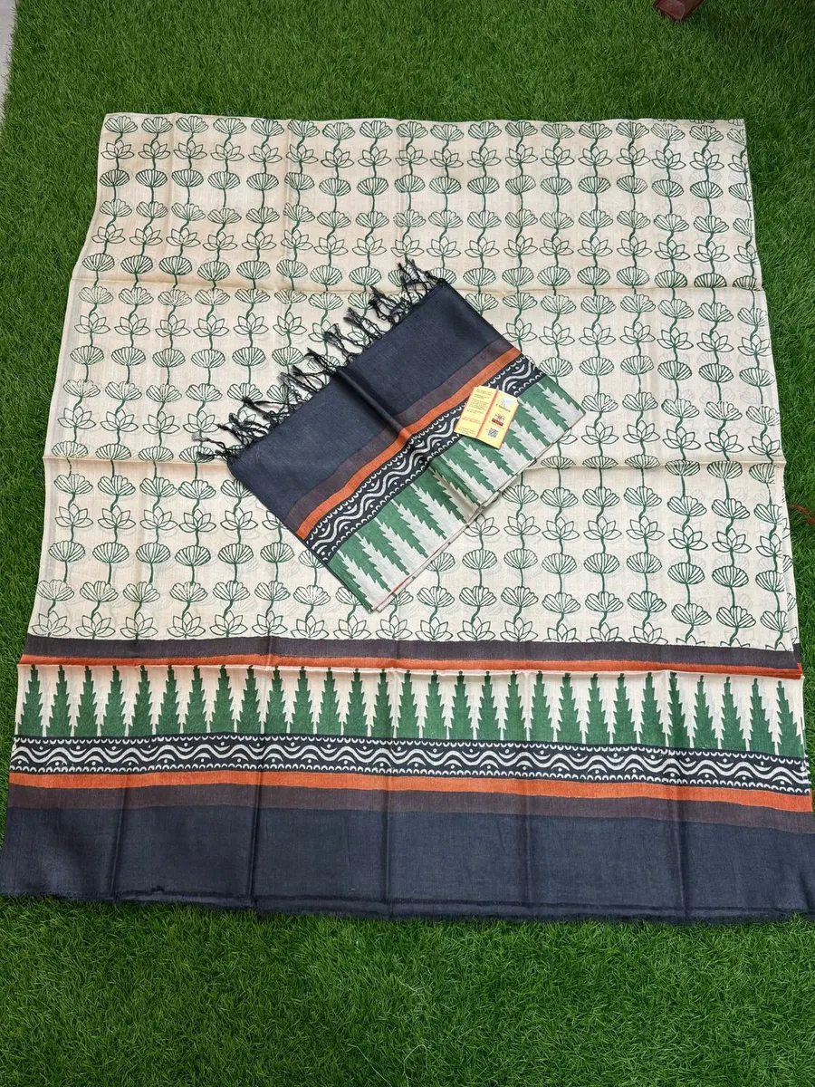 Pure Handloom Tussar Silk Dress Material (Top & Dupatta Only)